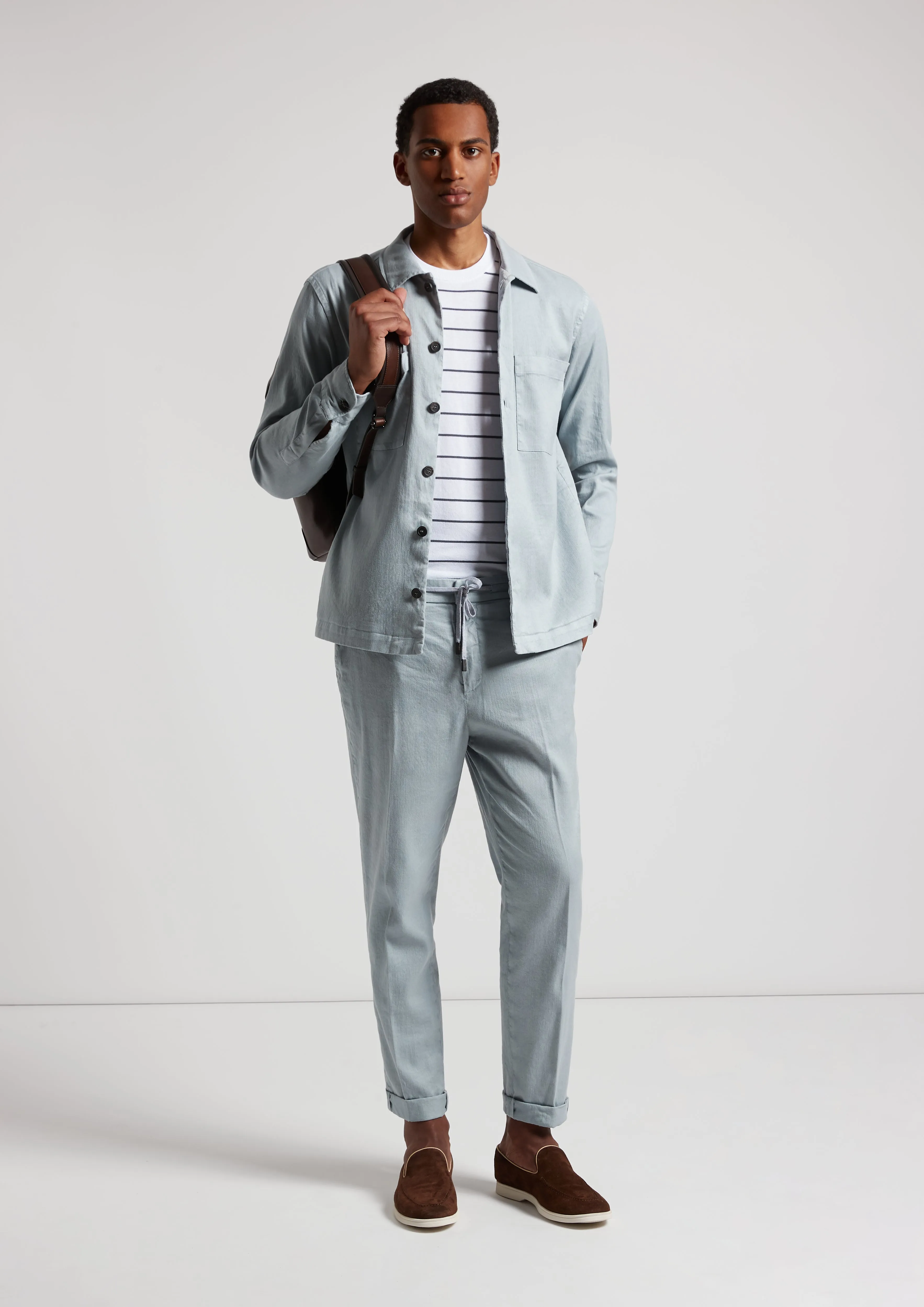 Stretch linen-cotton twill jogger trousers