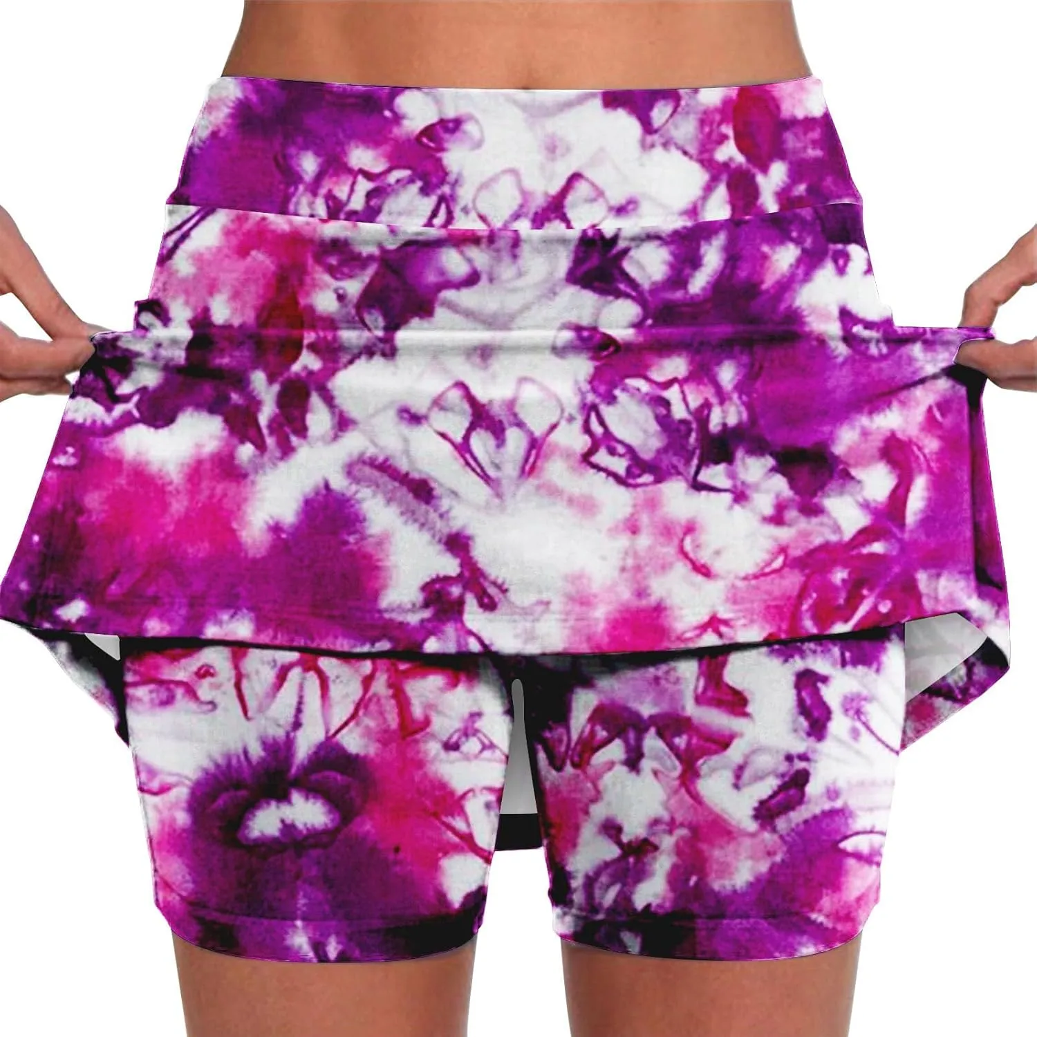 Tennis Mini Skirts for Women Summer Tie Dye Stretch Golf Skorts Lounge Workout 2 in 1 Preepy Short Sports Leggings Plus Size