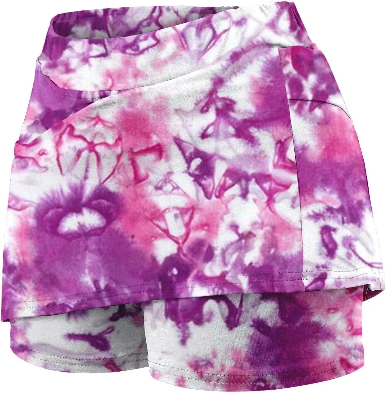 Tennis Mini Skirts for Women Summer Tie Dye Stretch Golf Skorts Lounge Workout 2 in 1 Preepy Short Sports Leggings Plus Size