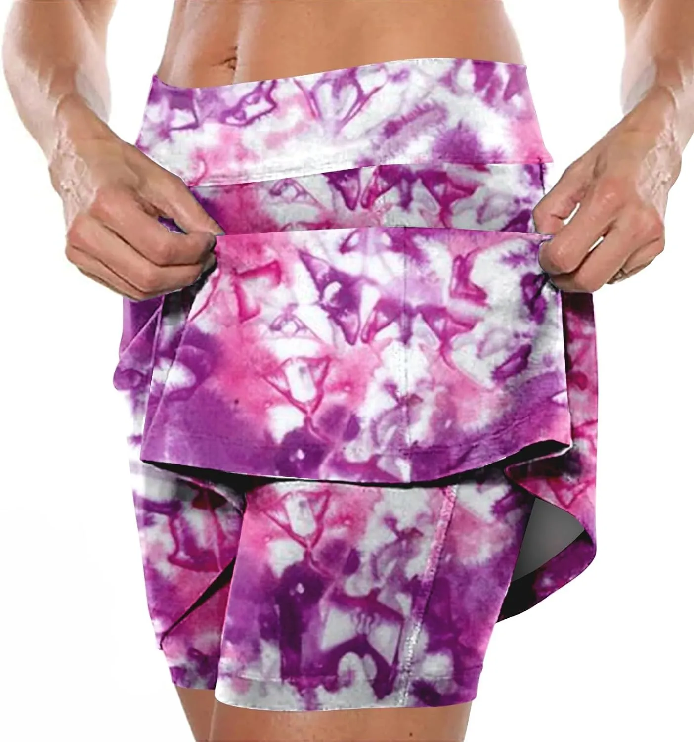 Tennis Mini Skirts for Women Summer Tie Dye Stretch Golf Skorts Lounge Workout 2 in 1 Preepy Short Sports Leggings Plus Size