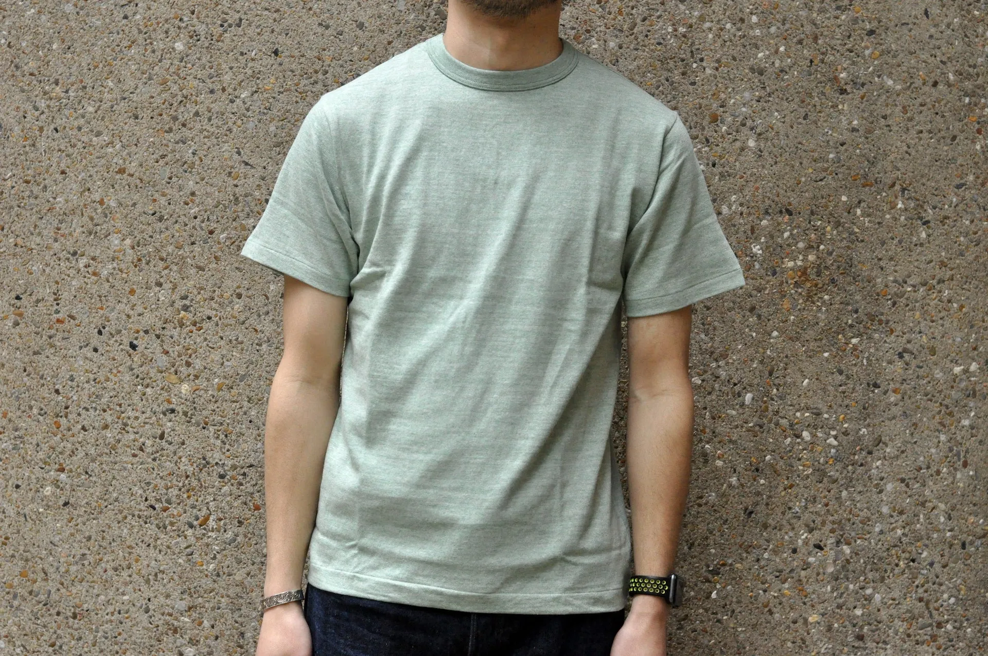 Warehouse 5.5oz Heather Athletic Loopwheeled Plain Tee (Green)