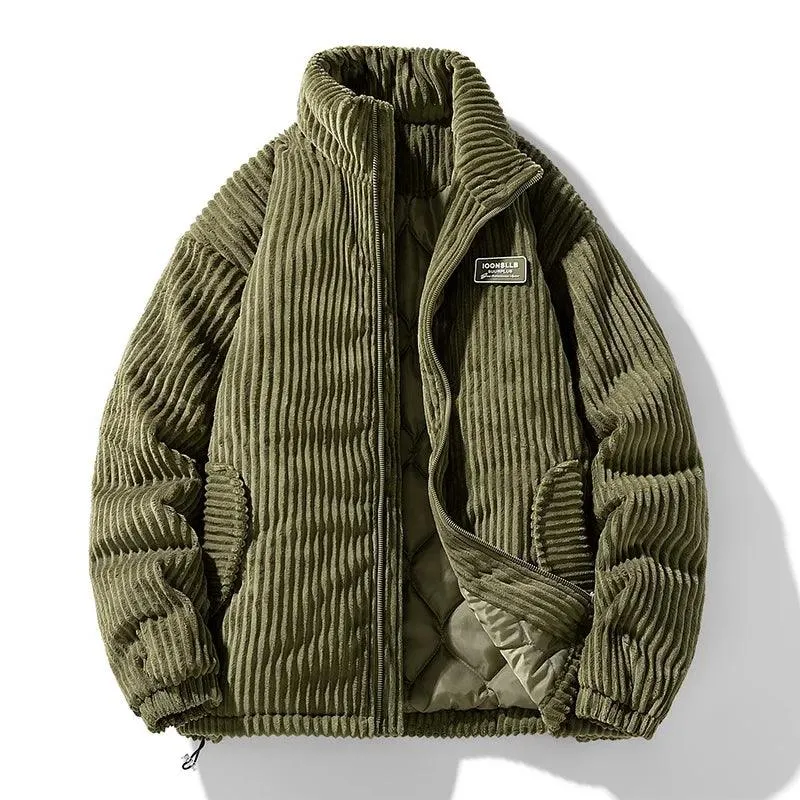 Winter Corduroy Parka Jacket for Men – Stylish & Warm Autumn Puffer