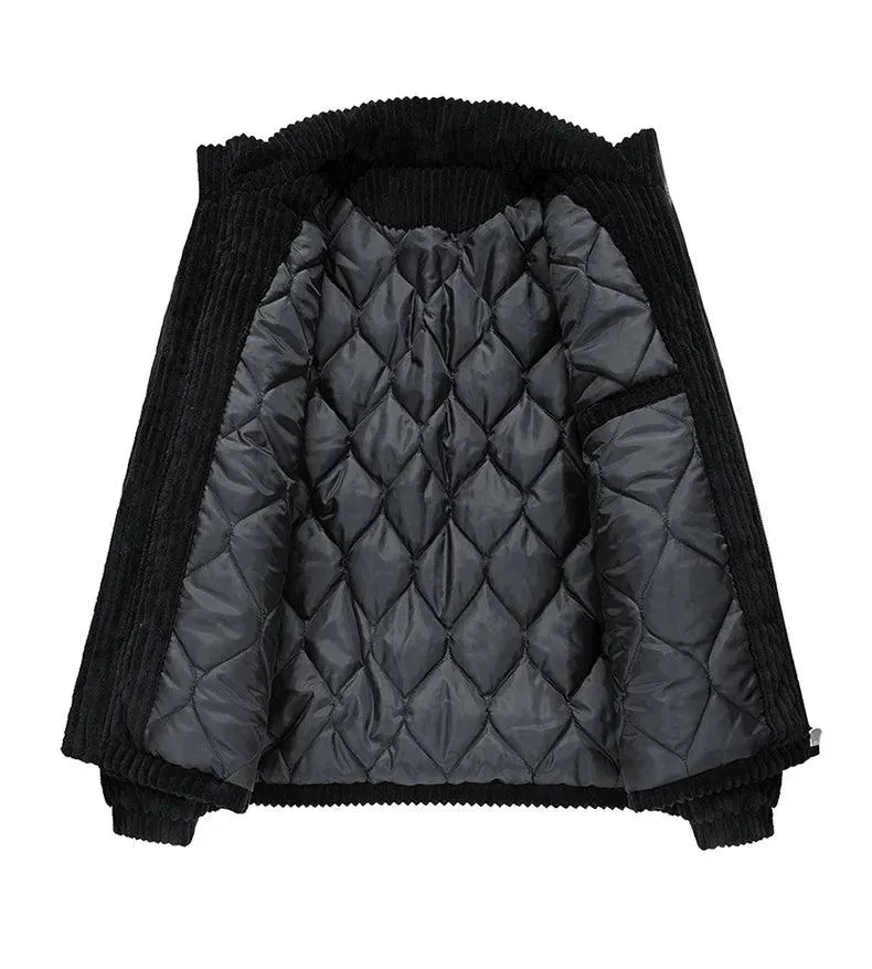 Winter Corduroy Parka Jacket for Men – Stylish & Warm Autumn Puffer