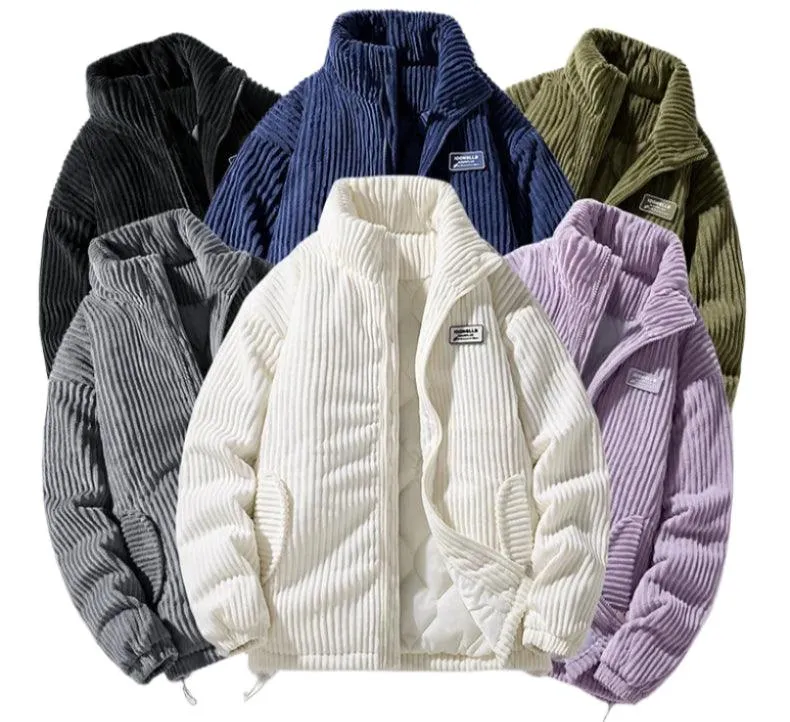Winter Corduroy Parka Jacket for Men – Stylish & Warm Autumn Puffer