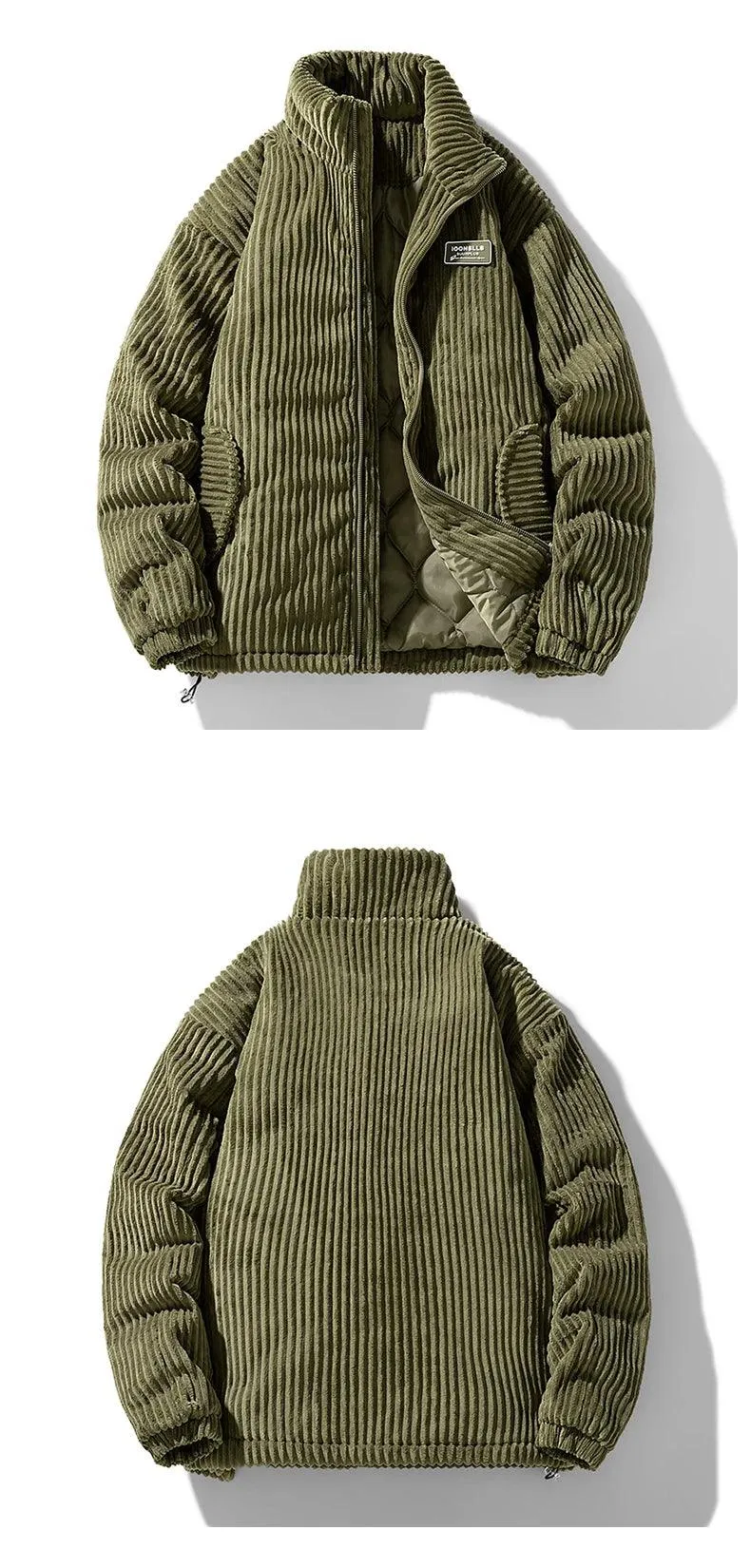Winter Corduroy Parka Jacket for Men – Stylish & Warm Autumn Puffer