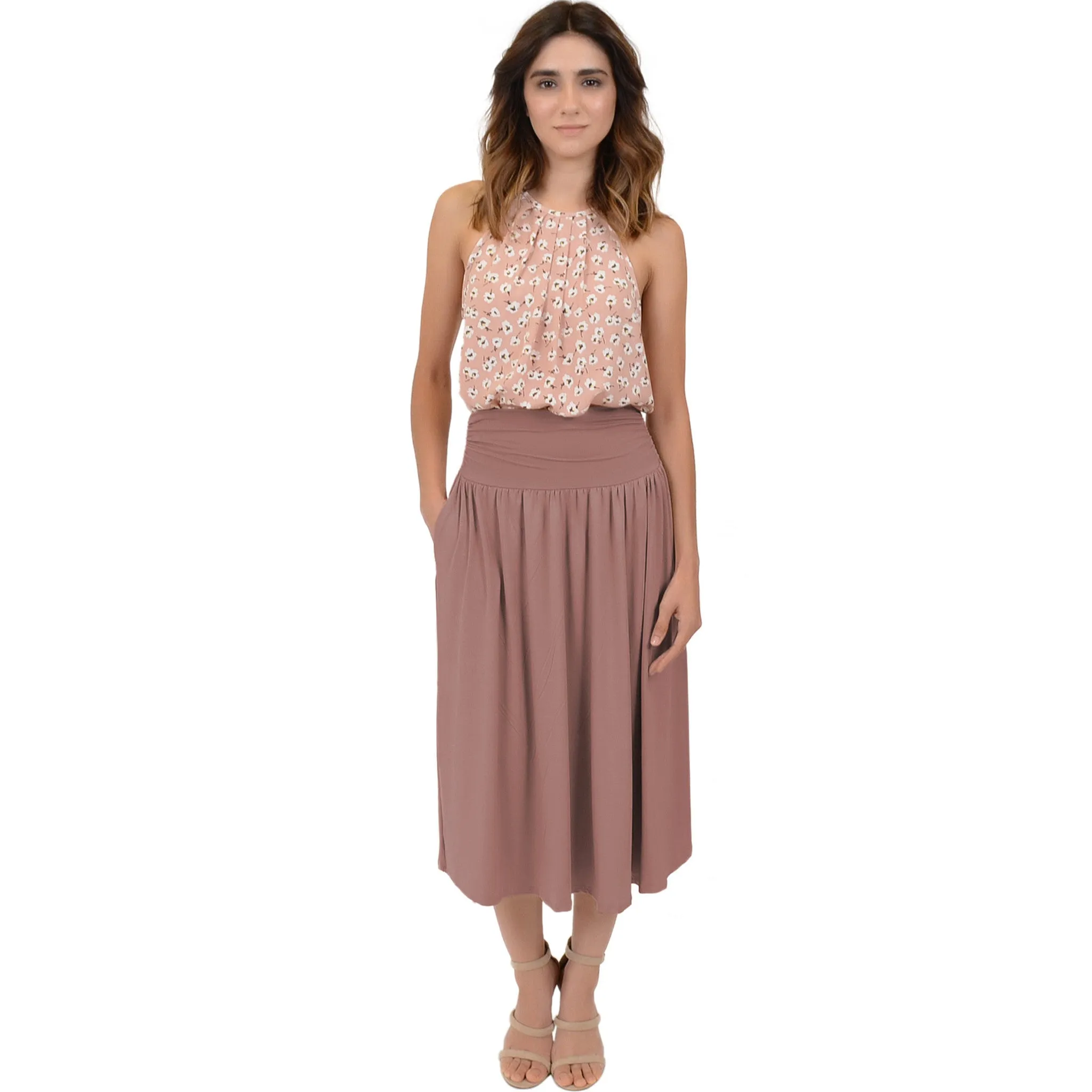 Womens Midi Pocket Skirt