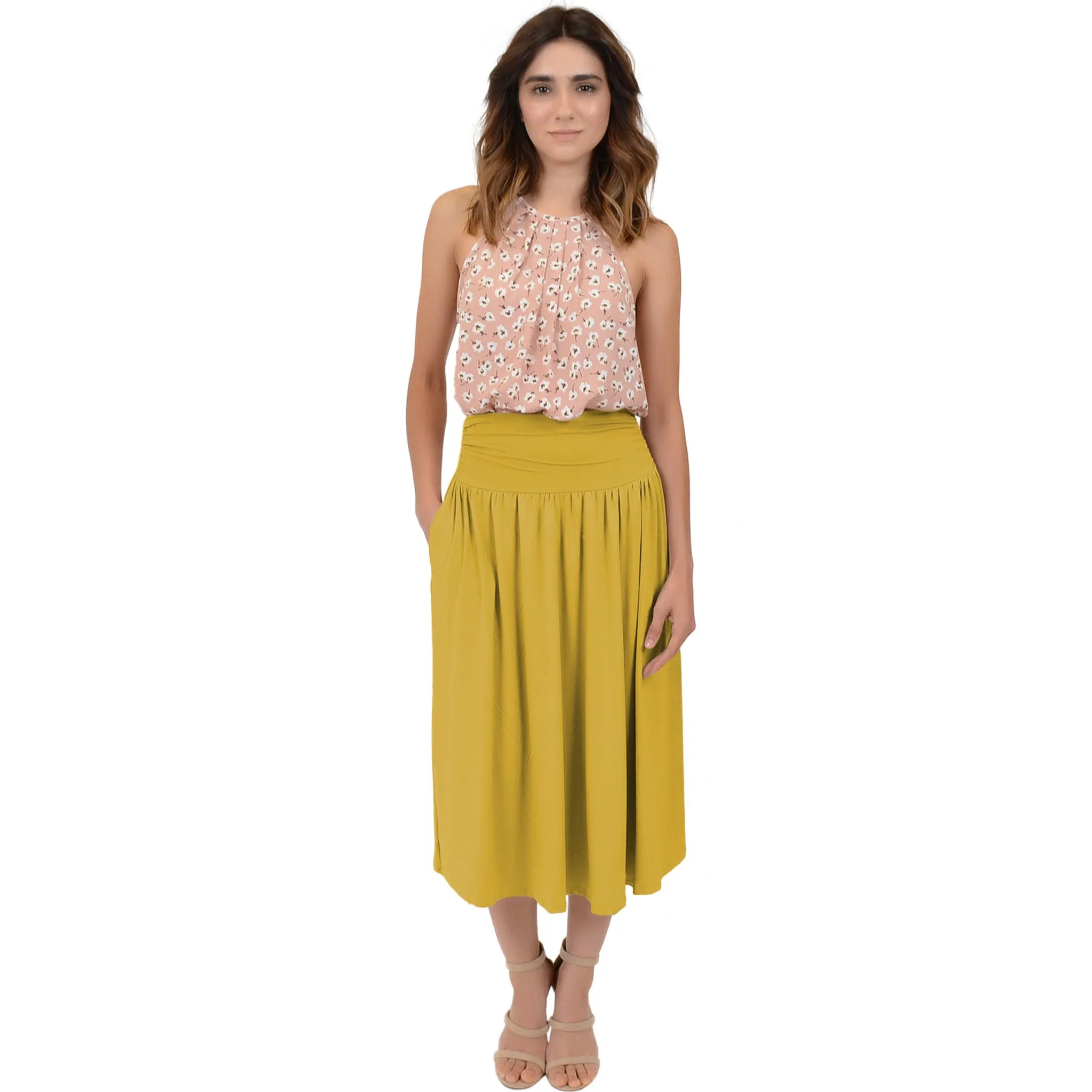 Womens Midi Pocket Skirt