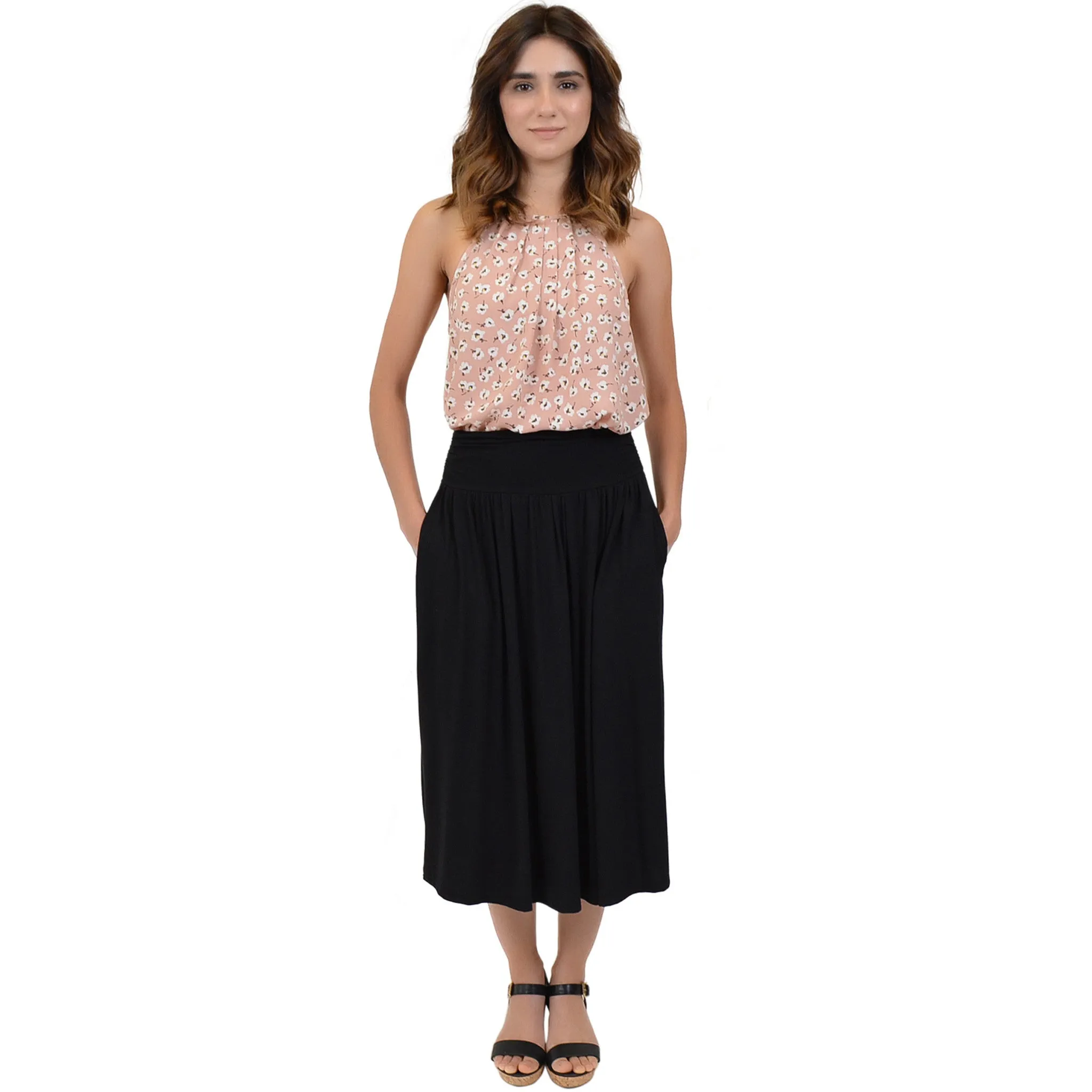 Womens Midi Pocket Skirt
