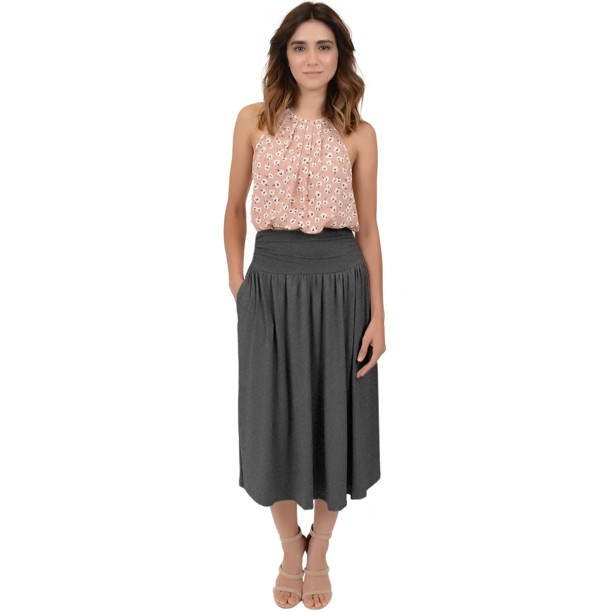 Womens Midi Pocket Skirt