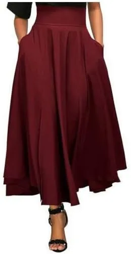 Womens Skirts Midi Length Belted High Waisted Blazer Long Skirt with Pockets